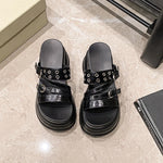 Summer Silver Chunky Platform Sandals Women Fashion Buckle Thick Bottom Slippers Woman Punk Wedges High Heels Sandalias Mujer