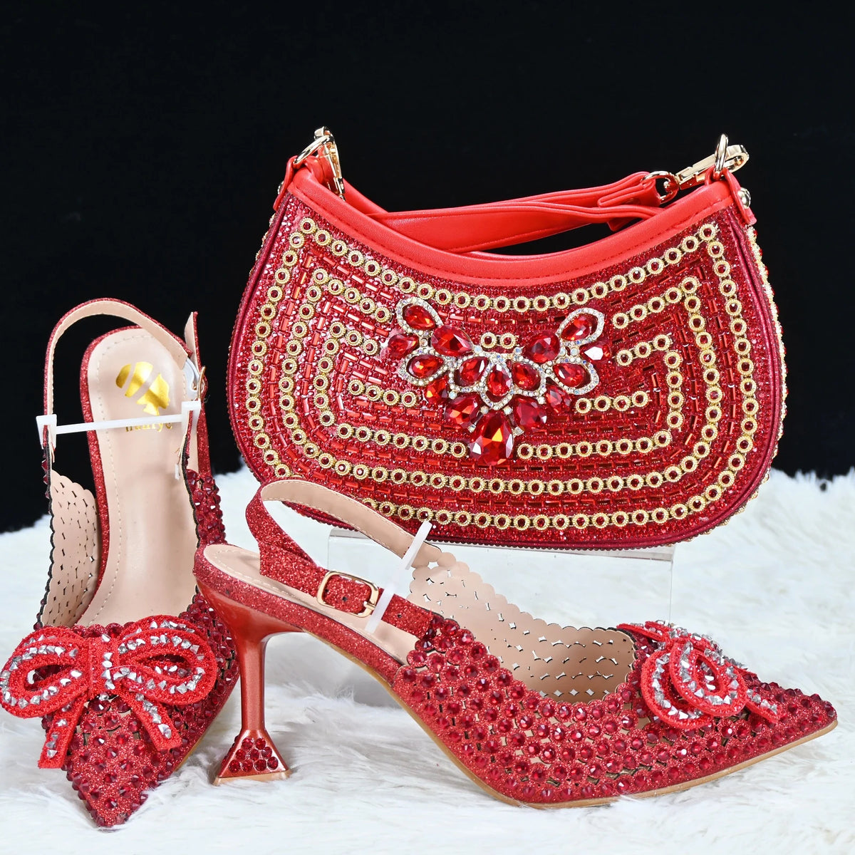 doershow Italian Shoe and Bag Set New 2024 Women Shoes and Bag Set In Italy blue Italian Shoes with Matching BagHTG1-3