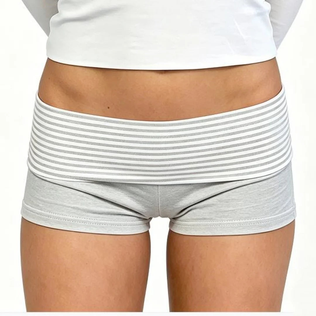 2026 Summer Women Striped Over Fold Shorts Elastic Waist Skinny Short PantsDaily Casual Lounge Jogging Shorts