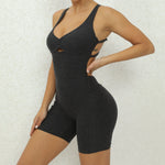 Adjustable double straps Open backV shape back design Scrunch butt No front seam Flatlock InseamRemovable pads BODYSUIT