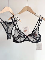 Affordable French Lace Lingerie Set | Sexy Mesh Push Up Bra for Big Bust, Ultra Thin Slimming Anti Sag Women's Bra Set MOYISU AB