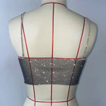 Toucheart Sexy Bow Knot Rhinestones Perspective Suspender Bra For Women Sexy Hottie Fishing Slit Lining Sleeveless Backless Bra