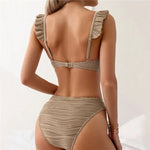 Wrinkled Ruffle Frilled Bra Cup Bikinis 2026 Female Swimsuit Women Swimwear Two Pieces Bikini Set Push Up Beachwear Bathing Suit