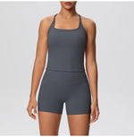 New 2Pcs Yoga Sets Naked Feel Women Workout Fitness Gym Clothes High Waist Yoga Shorts And Sports Bra Impact Shorts Workout Sets