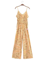 Paisley Print Bohemian Wide Leg Long Pants Jumpsuit Women Summer New Overalls Spaghetti Strap Loose Casual Boho Jumpsuit Tassel