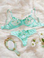 Fairy Bra Set Women Bralette 2-Piece Underwear Sets Floral Embroidery Steel Ring Bra And Panty Set