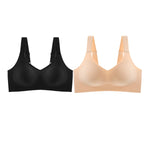 2Pcs/Set Women V-Neck Wireless Bra Smooth Invisible Mold Bralette One-Piece Seamless Support Bras Wide Strap Lingerie M-3XL