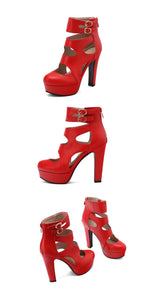 Trendy Hot Sale Summer Fashion Peep Toe Platform High Heels Roman Ankle Sandals Woman's Hollow Out Party Sandals Plus Size 34-50