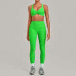 Women's Seamless Yoga Set Sports Fitness Workout Slim Fit High-Waist Tummy Control Pants Suits Gym Training Running Vest Sets
