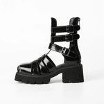 2025 Brand Fashion Women's Black Summer Gladiator Sandals Fashion Leisure Square Heels Casual Platform Shoes Big Size 43
