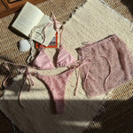 With Mesh Sarong Skirt Halter Bikini Women Swimwear Female Swimsuit Three-pieces Bikini Set Fishnet Bathing Suit Swim Beachwear