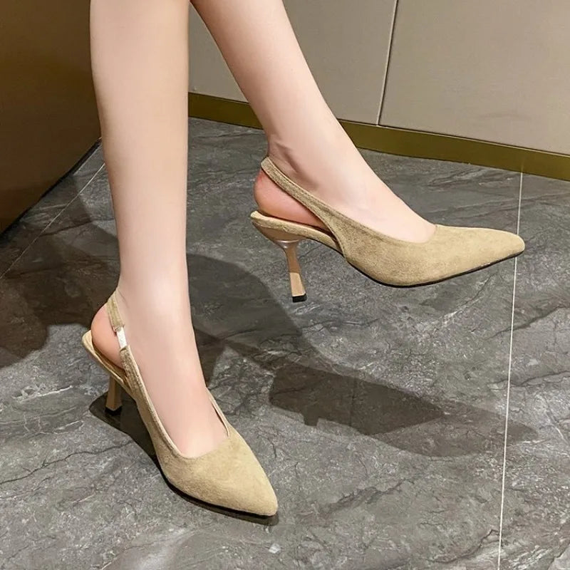 2026 Summer Sandals Women Fashion Pointy Shallow MouthBack Air Anti-slip Wear Heels