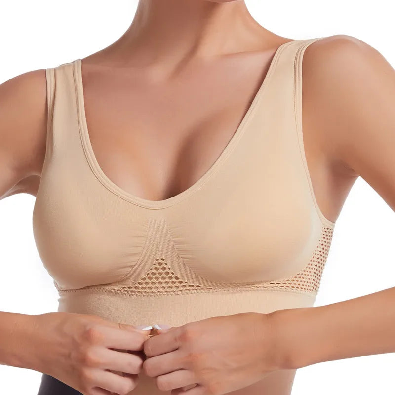 Shockproof Sports Yoga Bra for Women Removable Breast Pad S-7XL Sexy Elastic Back Cotton Sleep Bra Comfortable Sleepwear Top
