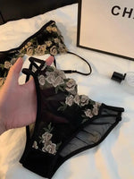 MOYISU Kawaii French Triangle Bra Airism Ultra Thin Invisible Bralette Set Black Lingerie Comfort S-XL 32-38 Sexy Tushy &Panty
