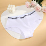 FINETOO 4Pcs Women'sCotton Panties Sexy Breathable Low WaistBriefs Letter Straps Underwear Soft Stretch Comfortable Lingerie