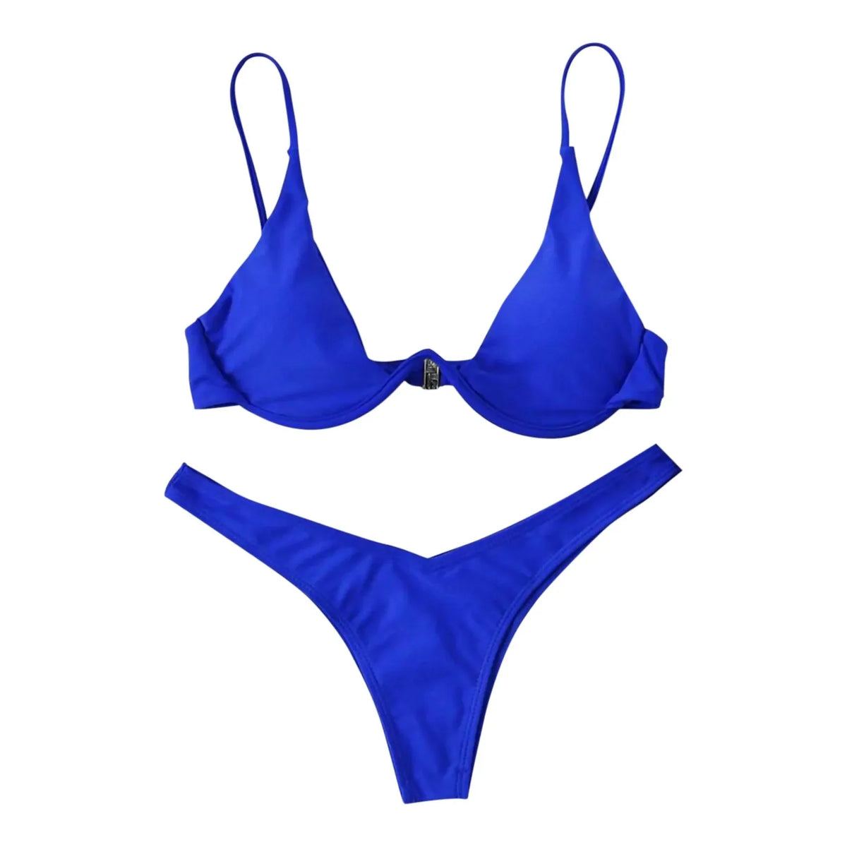 Sexy Underwire Bikini 2024 Mujer Women Solid Red Push Up Bra Thong Swimsuit Halter V Neck Bathing Suit Mini Micro Thong Swimwear