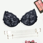 BEAUWEAR Floral Lace Bra for Woman Padded Bra Push Up Strapless Bras with Transparent Straps 34B 34C 36B 36C 38B 38C-3094