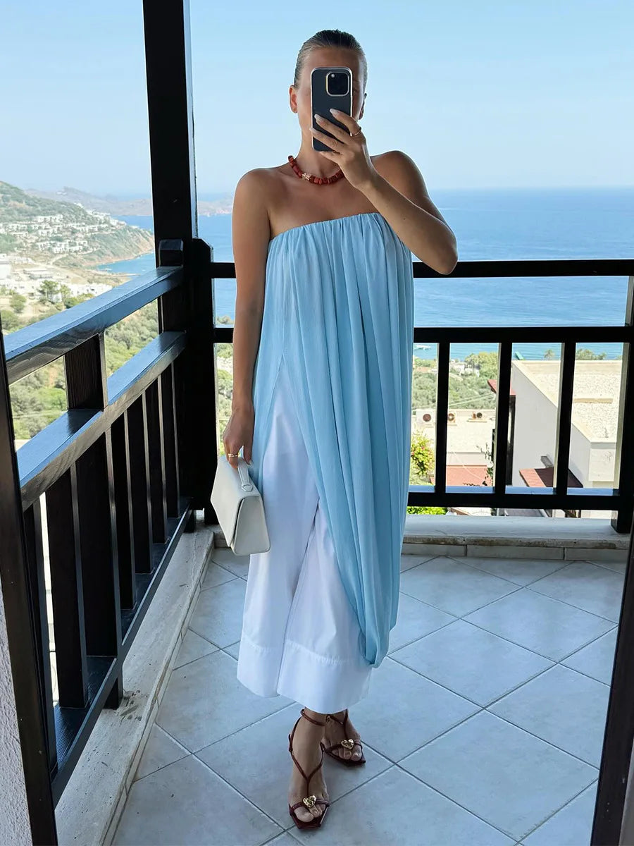 FDYOUI Elegant Solid Color Pleated Skirts for Women 2026 Chic High Slit Long Skirt High Street Office Lady Vacation Party Dress