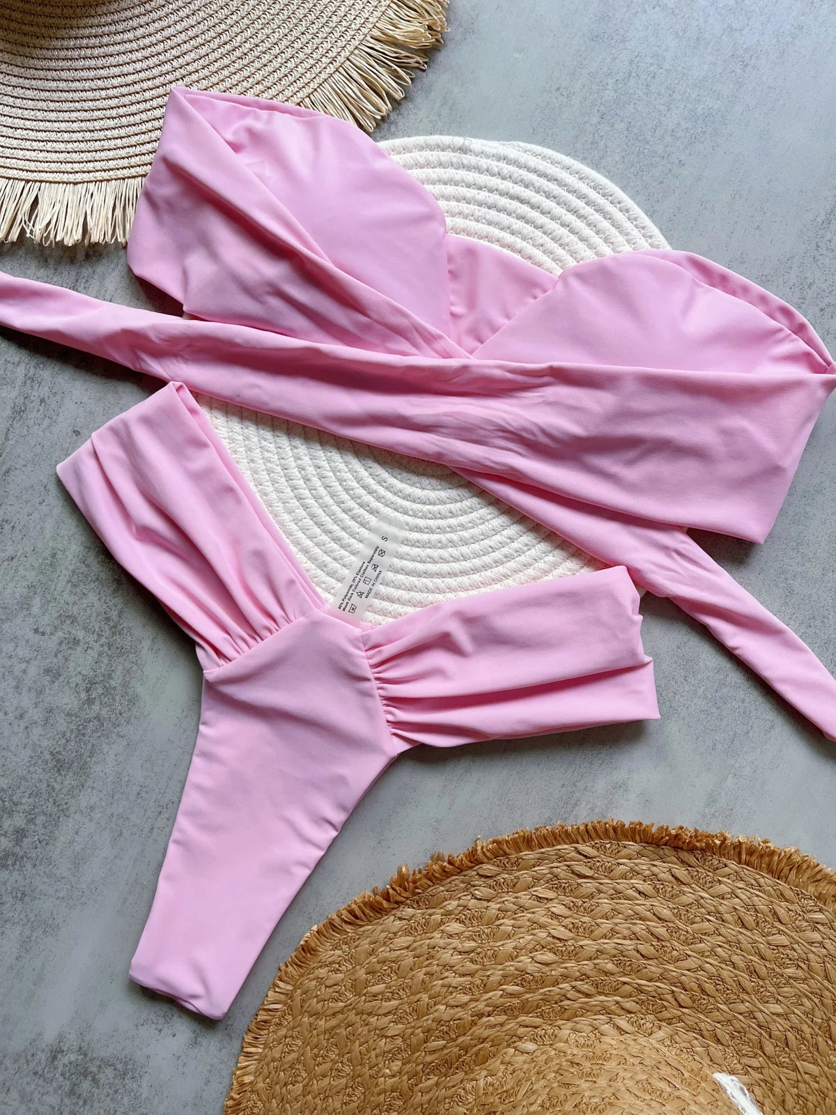Sexy Bandeau High Cut Bikini Women Swimwear Female Swimsuit Two-pieces Bikini set Pleated Padded Bather Bathing Suit Swim