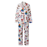 Women Christmas Two Pieces Pajama Set Bow/Dog/Snowman Print Long Sleeve Shirt with Pants Sleepwear Loungewear