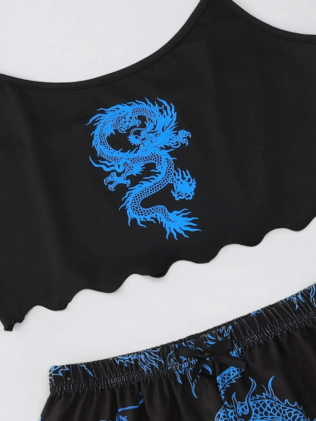 Summer Pajamas Set for Women Nightwear Sexy Dragon Printed Vest Halter Top Shorts Suit Homewear Sleepwear Loungewear