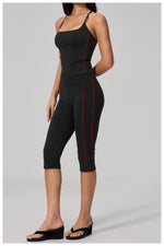 Women's 2 Piece Yoga Set Summer Brushed Color-Block Slim Sports Tank Top High Waist Pants Gym Running Fitness Suits Tracksuit