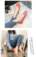 Spring and Autumn Flat Shoes Fashion Leisure Women's Flat Shoes Square Toe Knitting Elastic Comfortable Slip-on Boutique Shoes