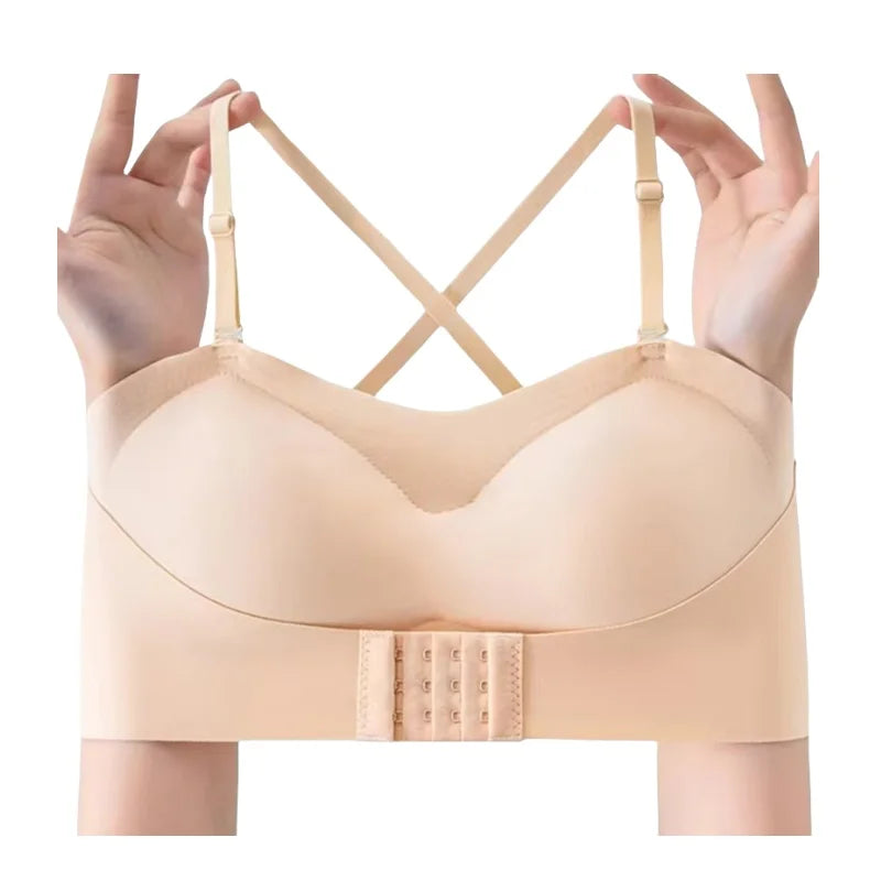 Push-Up Bras For Women Front Buckle Strapless Bra Seamless Invisible Bra Wireless Underwear Solid Color Sexy Lingerie S-XL