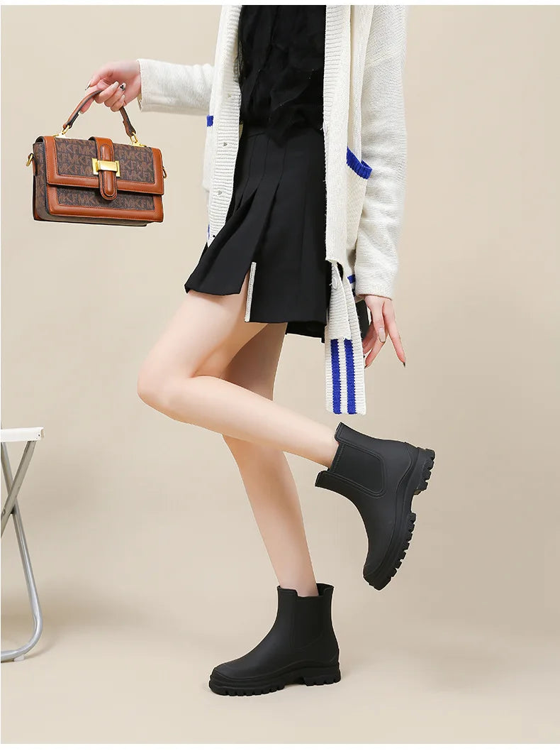Rain Boots Women Garden Galoshes Waterproof Rubber Chelsea Boot Female Non-slip Rainshoes Fishing Water Shoes Botas Lluvia Mujer