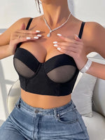 Sexy Mesh Bustier Women Bra Removable Straps Strapless Push‑up Bra Invisible Crop Top Underwire Lingerie
