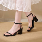 Open-toe Sandals Women 2026 Summer New Buckle Fashion Solid Color Female ShoesChunky High Heel