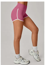 Color Blocking Patchwork Yoga Shorts Women Tight Fitting Peach Hip Lifting Sports Pants Gym Running Bike Wear Leggings