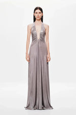Sexy Deep V Halter Neck Long Dress Women Elegant Bandage Patchwork Luxury Evening Dresses Solid Color Hot Girls Party Vestidos