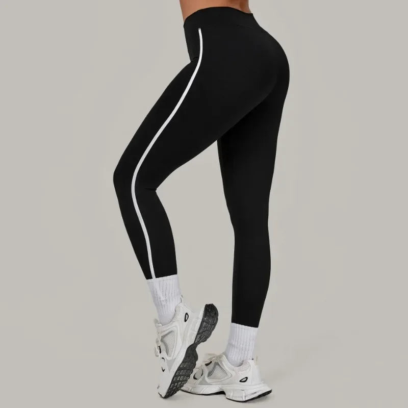 Women High Waist Yoga Pants Leggings - Seamless Color Block Fast-Dry Breathable Gym Running Fitness Tights Butt Lifting Effect