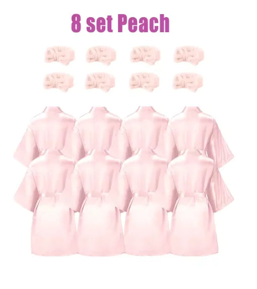 6-18Set Spa Party Robes for Girls Spa Gowns for Girls Spa Supplies Kimono Satin Robe Sleepover Pajamas Party Birthday Slumber