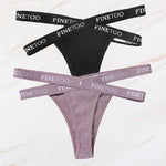 2Pcs/Set Women Thongs Panties Female Letter Belt Underwear Ladies Cotton Cross Strap Bikini M-XL G-String Girl Intimate Lingerie