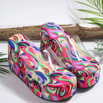 Summer Transparent Platform Heels Slippers for Women Mixed Color Wedge Slippers Woman Outdoor Open Toes Woman Slides