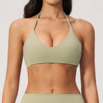 Hanging Neck Yoga Bra Women Sports Bra Breathable Shock Proof Gym Workout Fitness Push up Top Running Active Sportswear Vest Bra