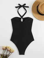 2026 Sexy Padded Swimsuit Women One Piece Halter Hollow Swimwear Female Solid Bathers Bathing Swimming Swim Suit Beachwear
