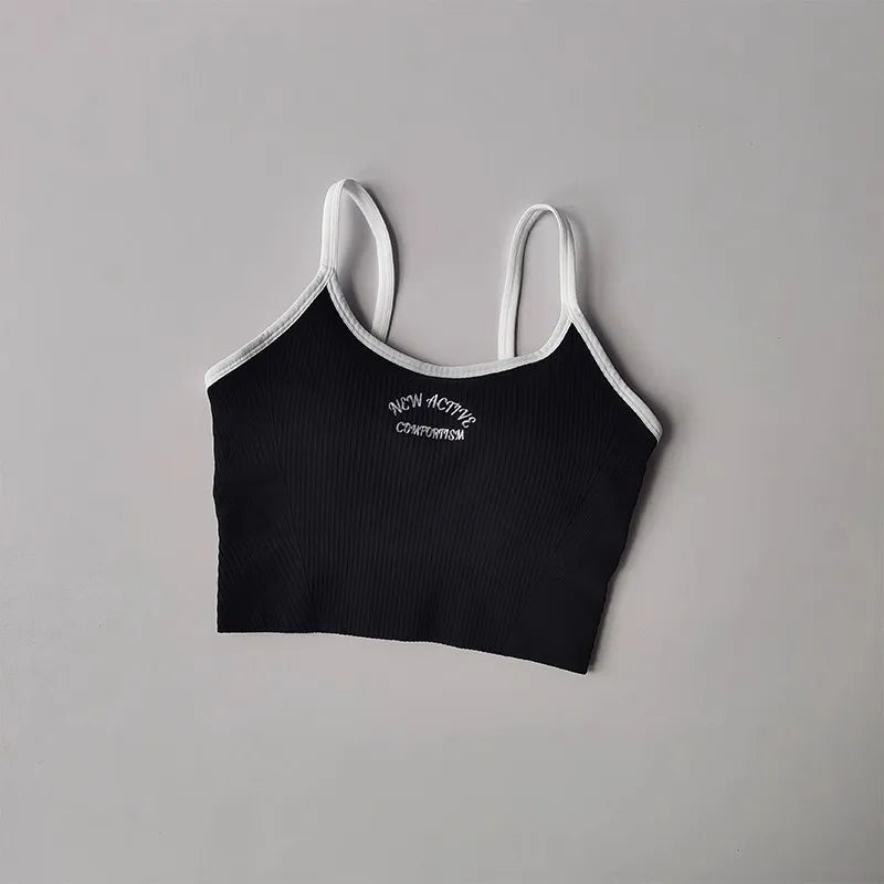 Women's sports bra, color blocked small sling , fixed cup fitness bra, running bra, acceleration, dry training, yoga.