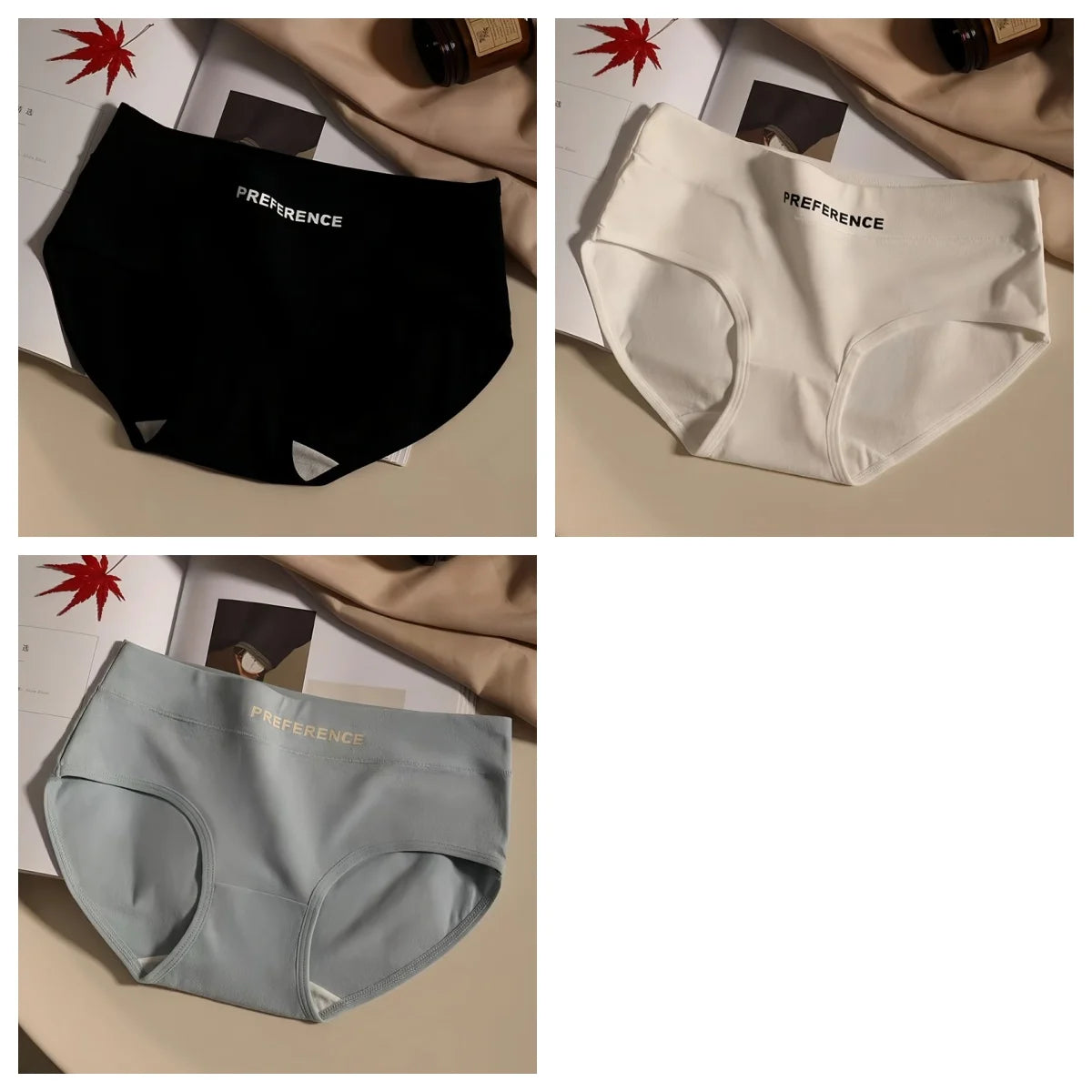 3Pcs/Set Women Soft Cotton Panties Mid Waist Briefs in Warm Tan Minimalist Intimates Breathable Stretch Underwear Size M-2XL