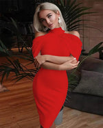2024 New Solid Color Slim Midi Dresses Women Halter Neck Off Shoulder Package Hip Bodycon Elegant Temperament Ladies Party Dress