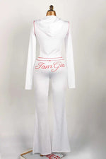 2026 New Women Ins Fashion Solid Color Sexy Straight Shoulder Contrast Stitch Long Sleeve 2 Piece Outfit