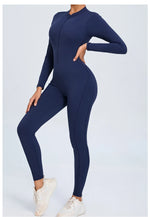 Women Sportwear Yoga Jumpsuit Zip Long Sleeve Back Open Outfit Fitness Tracksuit Tight One-piece Gym Overalls Sports Bodysuit