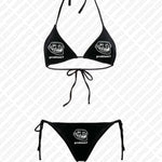 Sexy Gothic 2025 Women Cute Print Black Swimsuit Split Bathing Suit Low Waist Y2K Bikinis Sets Beach Swimwear 2000s Bikinis Sets