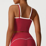 Women's Seamless Yoga Vest - Fake Two-Piece with Backless Removable Padded Sports Bra Stretchy Running Fitness Tank Top