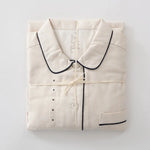 Men Brushed Cotton Vintage Plaid Stripe Pajama Set Lapel Collar Long Sleeve Top Pants Home Sleepwear Loungewear