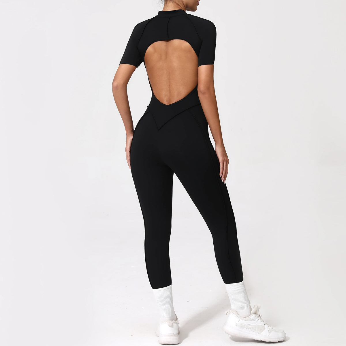 With Zipper Hollow Back Yoga Jumpsuit Sportswear Women Gym Clothes Running Fitness Yoga Backless Bodysuit