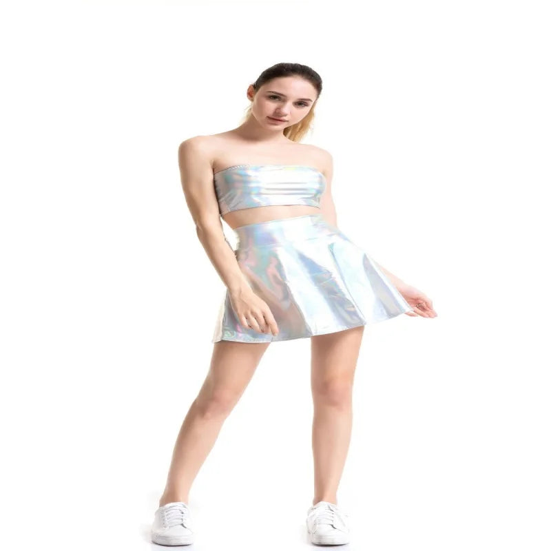 Sexy Leather Skirt for Women Party Dancing Club Wear Short Skirts Leather Mini Skirts Nightclub Stage Umbrella Dancing Skirt