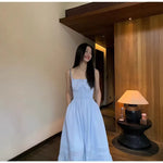 Women's Fashion All-Cotton Strap Long Dress Women's Satin Dress Lace Trim Elegant Evening Wear Dress For Woman Sleeveless GNTG